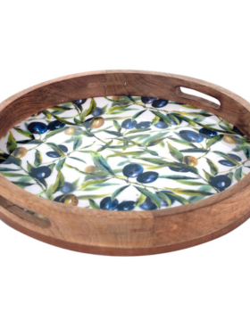 Bandeja redonda ACEITUNAS 35cm madera de mango