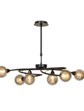 Lámpara de techo con bolas de cristal 6xG9 negro