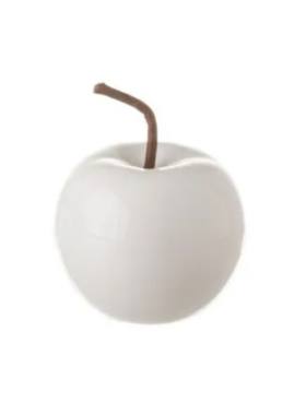 Figura MANZANA 12cm cerámica color blanco